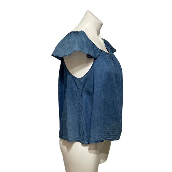 Madewell Large Indigo Chambray On Off Shoulder Top - Picture 3 of 7